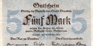 5 Mark - Dresden Banknote