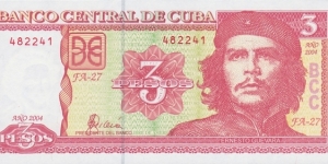 Cuba P123 (3 pesos 2004) Banknote