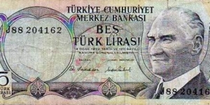 5 Turk Lirasi Banknote