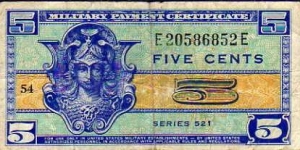 5 Cents__
pk# M 29__
ND(1954-1958)__
Military Payment Certificates Banknote