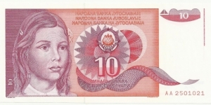 YugoslaviaBN 10 Dinara 1990 Banknote