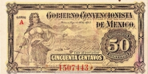 Issued by some army or another during the Mexican Revolution. Banknote