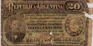 20 Centavos - 211 b (3) - 01.11.1891 - L. 21.08.1890 Banknote