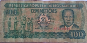Mozambique 100 Cem Meticais Banknote