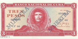 CubaBN 3 Pesos 1986-Specimen Banknote