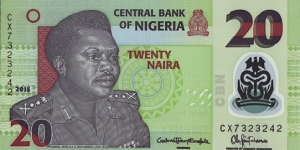 Nigeria 2015 20 Naira. Banknote