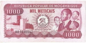 1000 Meticais(1980) Banknote