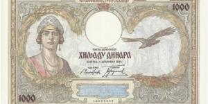 Yugoslavia-Kingdom 1000 Dinara 1931 Banknote