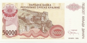 Krajina Serbia 50.000 Dinara 1993 Banknote