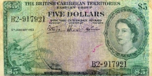 The British Caribbean Territories - Eastern Group 5 Dollars Banknote