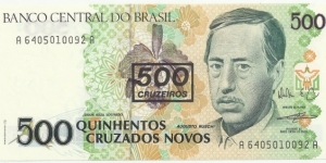 Brasil 500 Cruzeiros (500 Cruzados Novos) ND(1990) Banknote