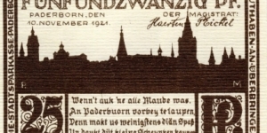 25 Pfg. Notgeld Paderborn Banknote