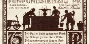 75 Pfg. Notgeld Paderborn Banknote