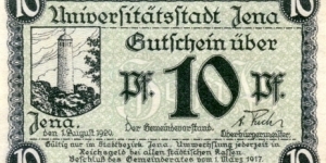 10 Pfennig Notgeld City of Jena Banknote