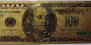 24ct gold foil US 100 Dollar - Not legal tender Banknote