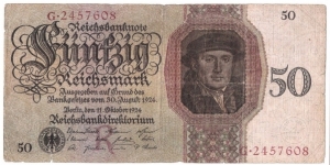 50 Reichsmark(Weimar Republic 1924)  Banknote