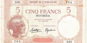 5 Francs (New Caledonia 1926) Banknote