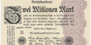 Germany Weimar 2 Million Mark 1923 Banknote