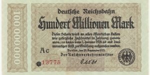 Germany Weimar 100 Million Mark 1923 Banknote