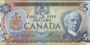 Canada 1979 5 Dollars.

Cut unevenly. Banknote