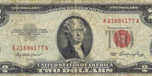 USA 2 Dollars
1953
United States Note Banknote