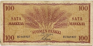100 Markkaa (Simonen & Sacklen signatures) Banknote