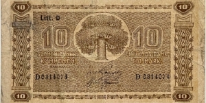 10 Markkaa (Litt.D / Rangell & Aspelund)  Banknote