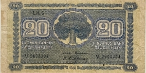 20 Markkaa (Litt.B / kekkonen & kilpinen/ 1948) Banknote