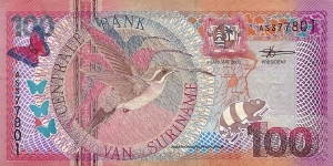 SURINAME 100 Gulden 2000 Banknote