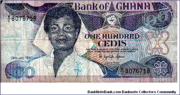 100 Cedis * 1990 * P-26b Banknote