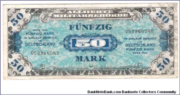 Allied Military Currency /Germany  50 Mark Printed By the US BEP Banknote