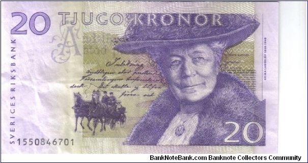 Sweden 2001 20 kroner, code 55. Circulated. Banknote