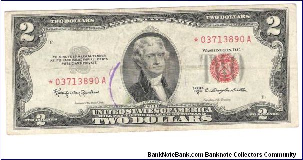 1953 C Star USN red seal Granahan/ Dillion Banknote