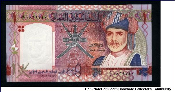 1 Rial.

Commemorative Issue (35th National Day)

Sultan Qaboos and arms on face; ship and lighthouse on back.

Pick-NEW Banknote