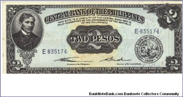 PI-134a, Signature 1, Central Bank of the Philippines 2 Pesos note. Banknote