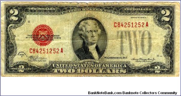 1928 $2 Note(G) U.S.A. Banknote