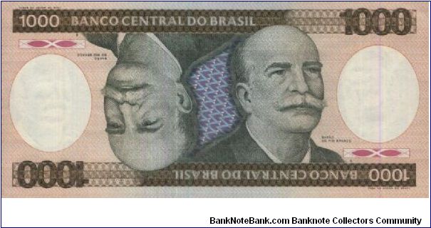 A Series 1000 Cruzeiros No:A8927099483B
Dated 1986
Obverse:Barao Do Rio Branco
Reverse:Machinery
Watermark:Yes Banknote