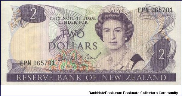 2 Dollars Dated 1981-92,Reserve Bank of New Zealand 
Obverse:H M Queen Elisabeth II Reverse:Mistletoe & Rifleman Bird
Watermark:Portrait Banknote