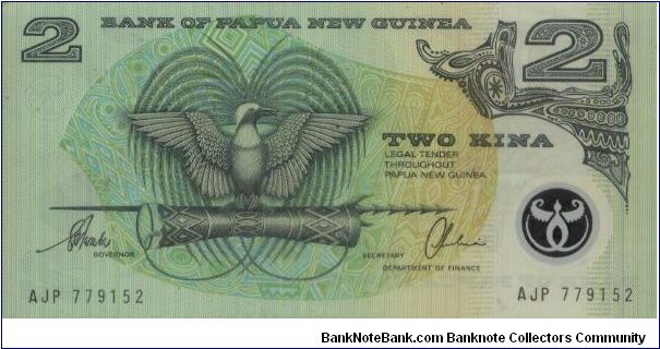 A Series no:AJP779152

2 Kina
Dated 1996

Bank Of Papua New Guinea 

Polymer Notes 

Obverse:Bird of Paradise 

Reverse:Artifacts

OFFER VIA EMAIL Banknote