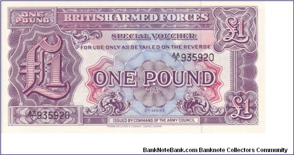 British Armed Forces £1 note from the second series Banknote