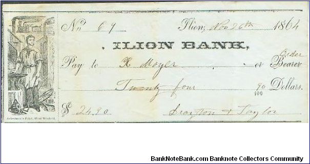 Ilion Bank check Banknote