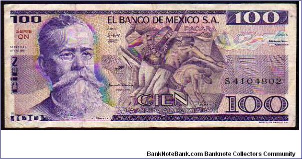 100 Pesos

Pk 74a
==================
27-January-1981

Series QN
================== Banknote