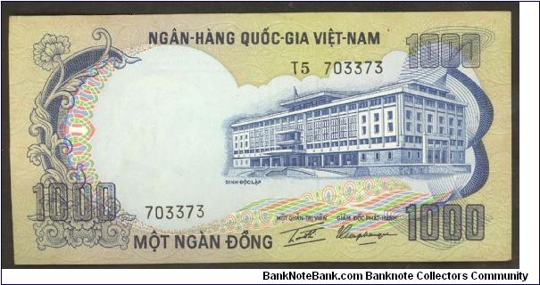 South Vietnam 1000 Dong 1972 P34. Banknote
