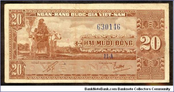 South Vietnam 20 Dong 1962 P6 Banknote