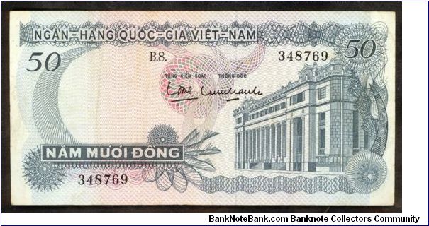 South Vietnam 50 Dong 1969 P25. Banknote