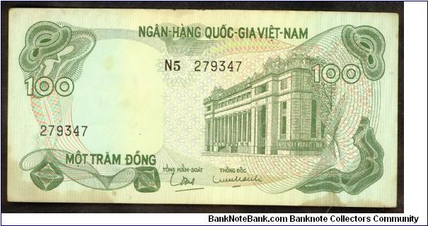 South Vietnam 100 Dong 1970 P26. Banknote