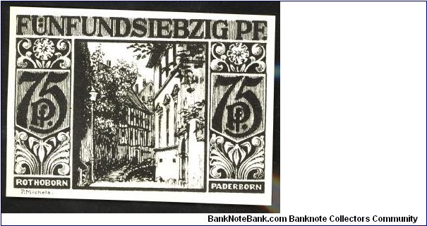 Germany Notgeld Paderborn 75Pf 1921 L1015e. Banknote