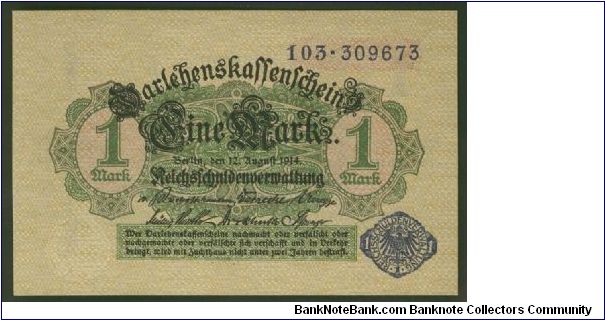 Germany 1 Mark 1914 -1920 P52. Banknote