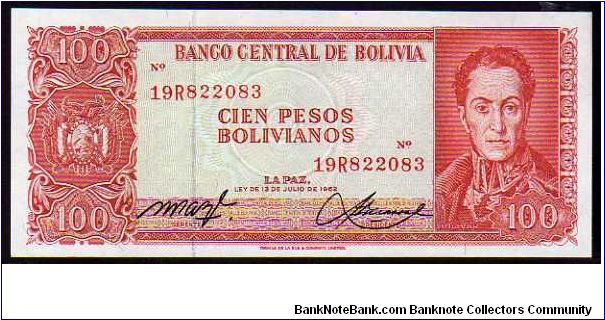 100 Pesos Bolivanos__
Pk 163a Banknote