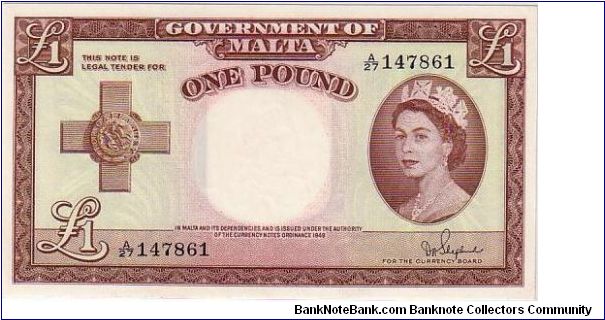 --MALTA---
ONE POUND Banknote